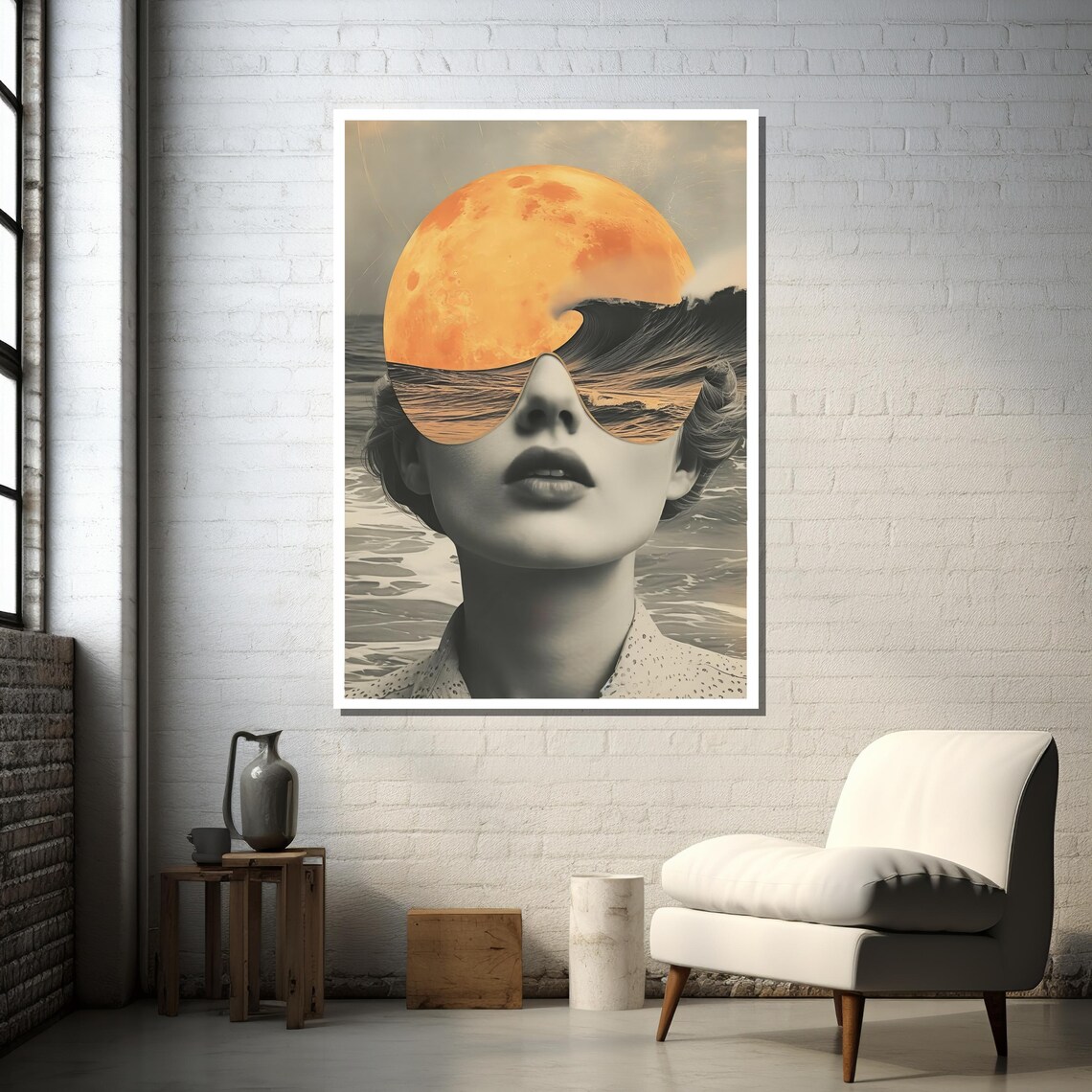 Surreal Woman With Ocean And Moon Reflection - Image 3