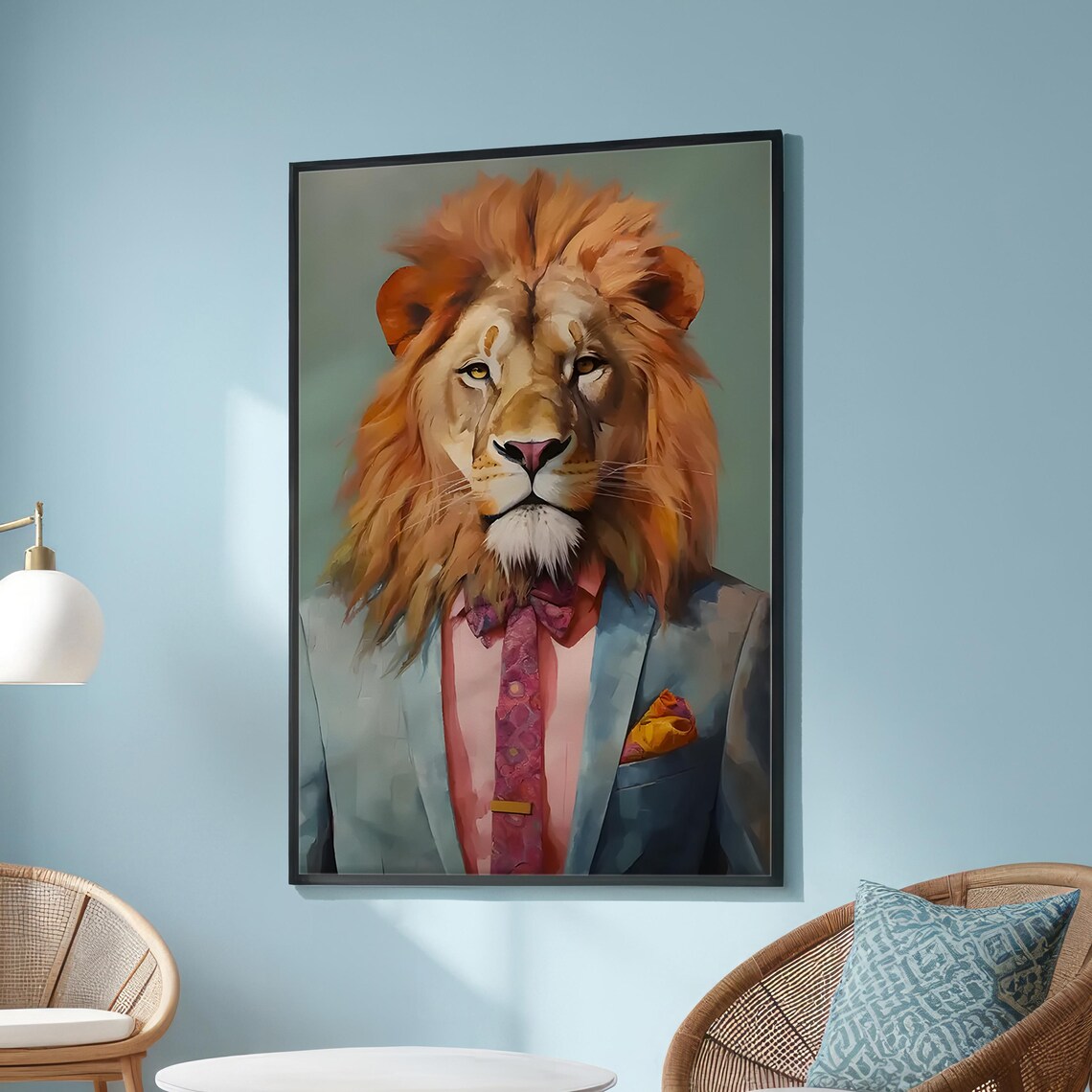 Anthropomorphic Lion, Stylish Suit Surreal Pop Art - Image 6