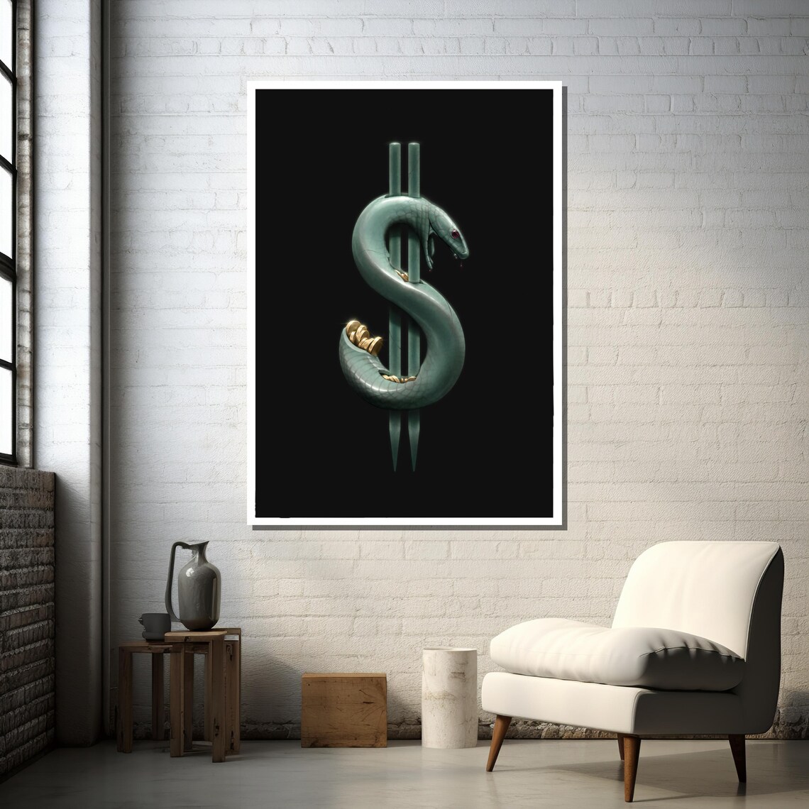 Serpent Wrapped Around Dollar Symbol, Wealth And Power - Image 3