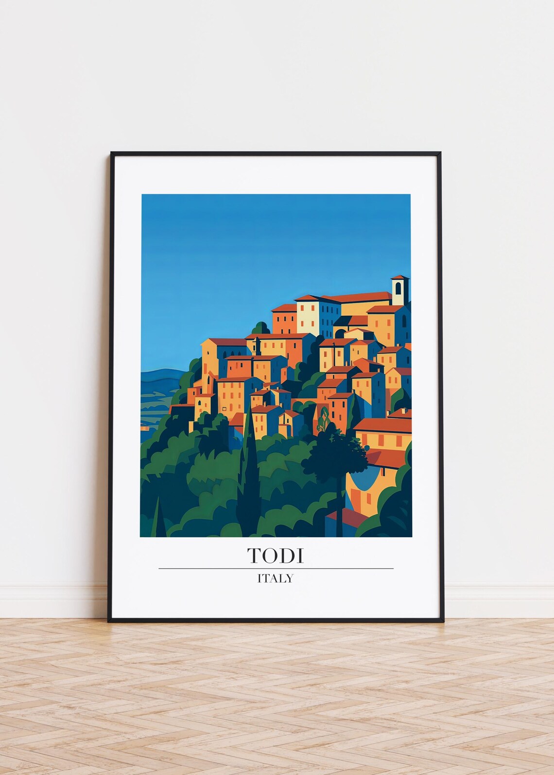 Todi Italy Modern City Illustration Travel Poster