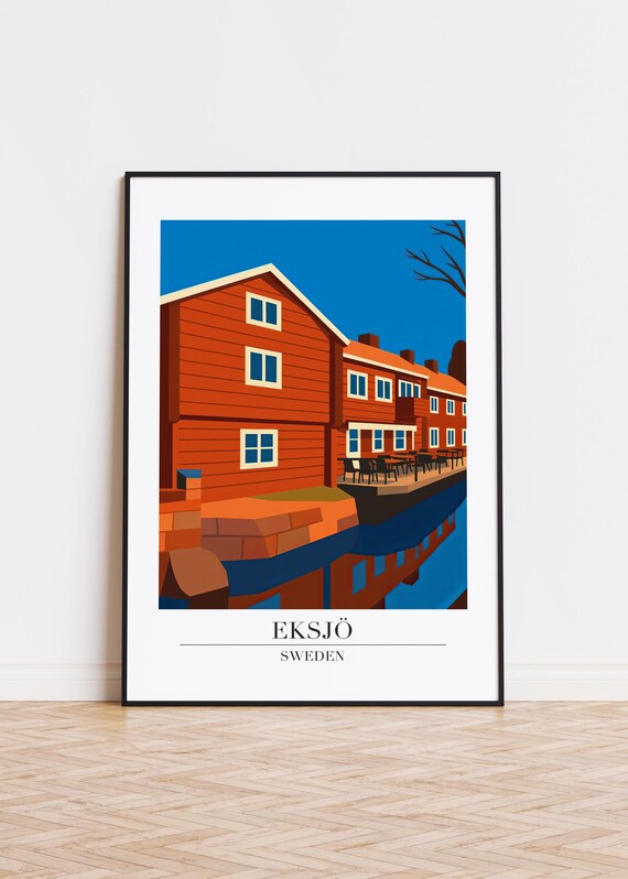 Eksj Sweden Poster City Illustration Art Print