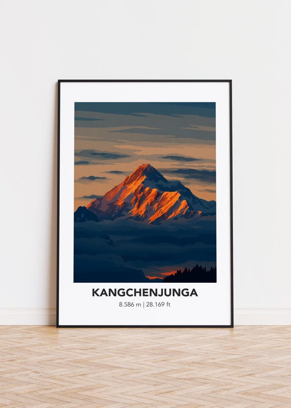 Kangchenjunga Mountain Art Print Nature Illustration