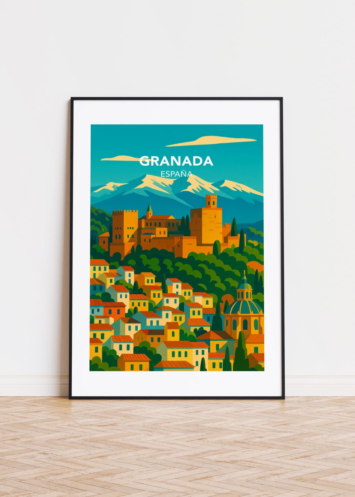 Granada Spain Poster, Modern City Illustration