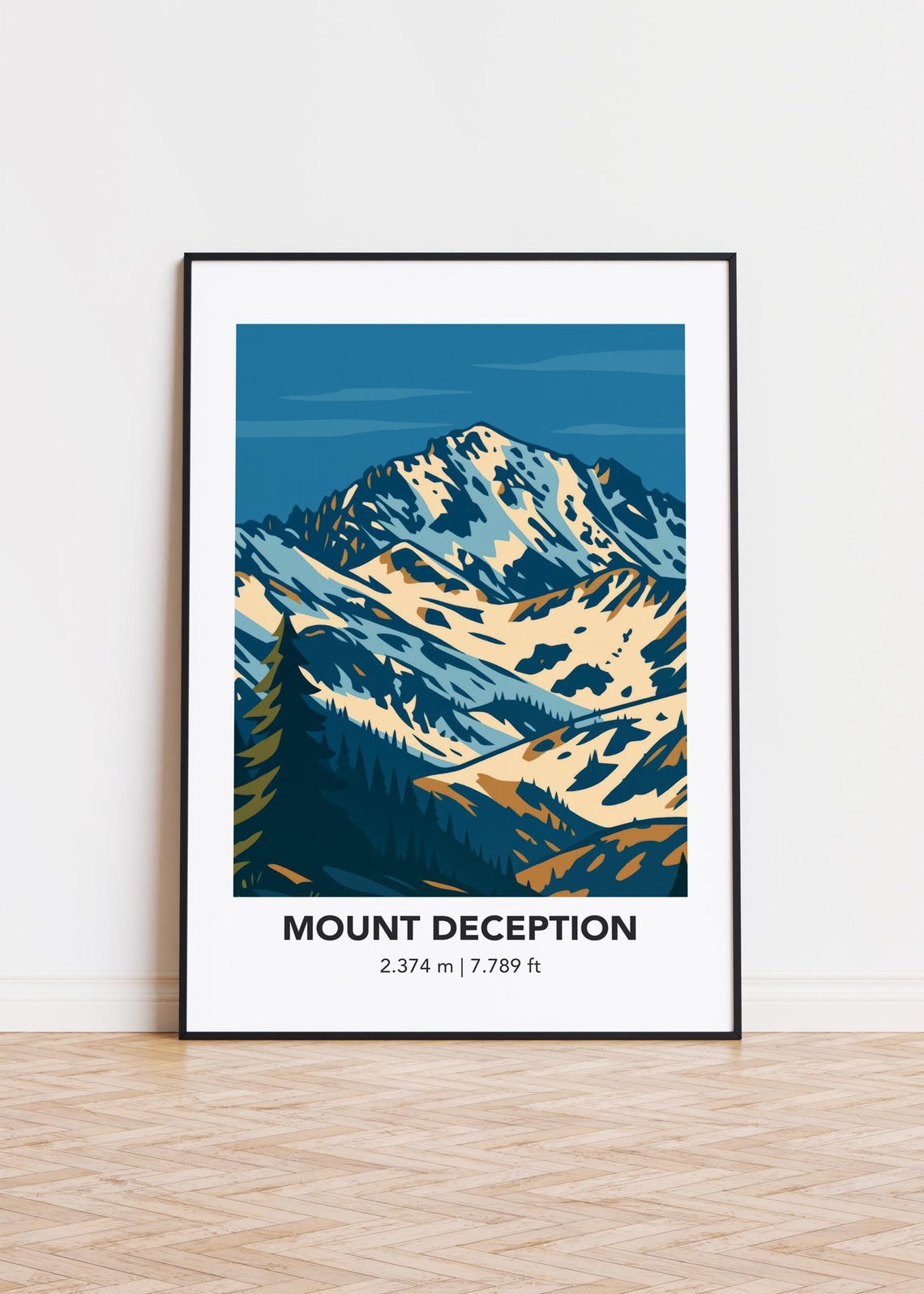 Mount Deception Print Modern Minimalist Mountain Art Poster