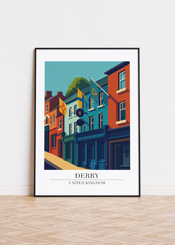 Derry Illustration Art Print United Kingdom City Poster