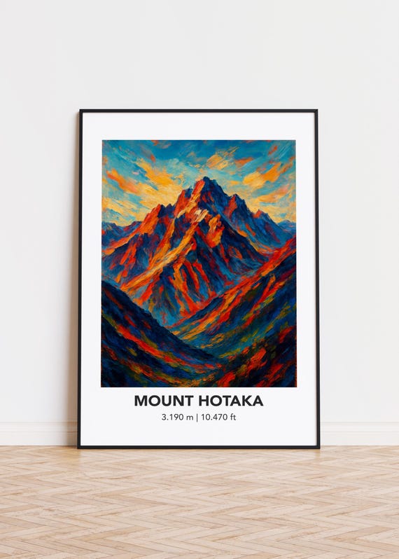 Mount Hotaka Mountain Art Poster Modern Oil Painting Style Print