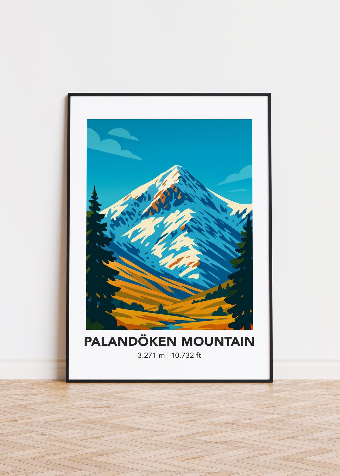 Palandoken Mountain Turkey Snowy Peak Minimalist Winter Art Poster