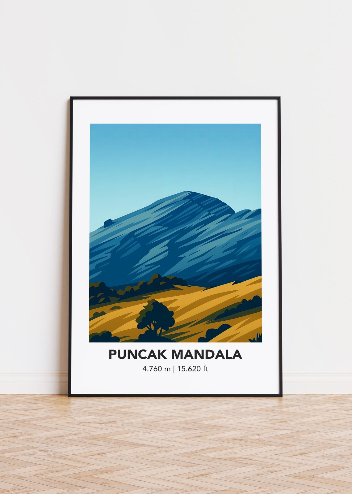 Puncak Mandala Mountain Illustration Art Print