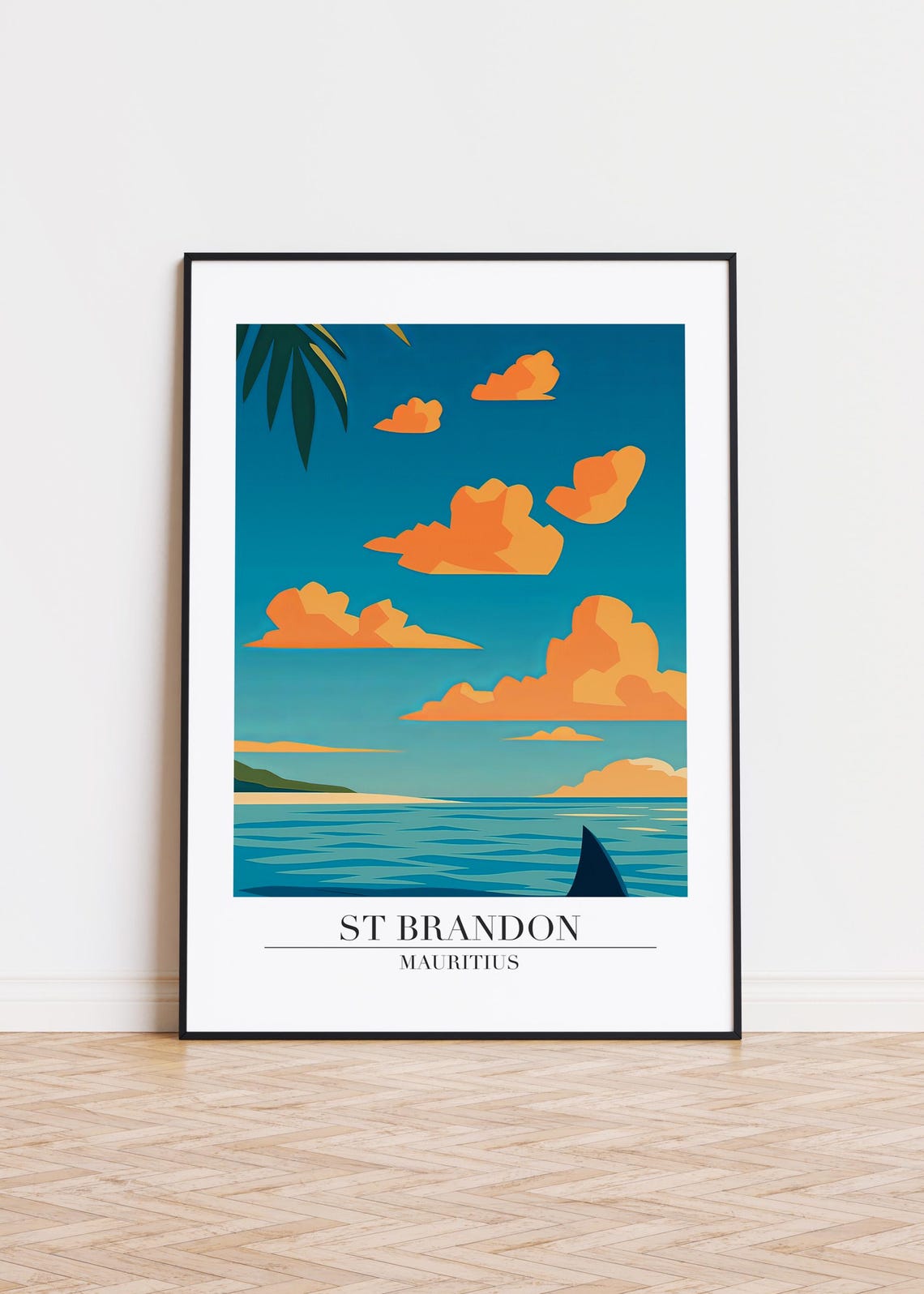 St Brandon Mauritius Sunset Ocean Clouds Modern Travel Poster