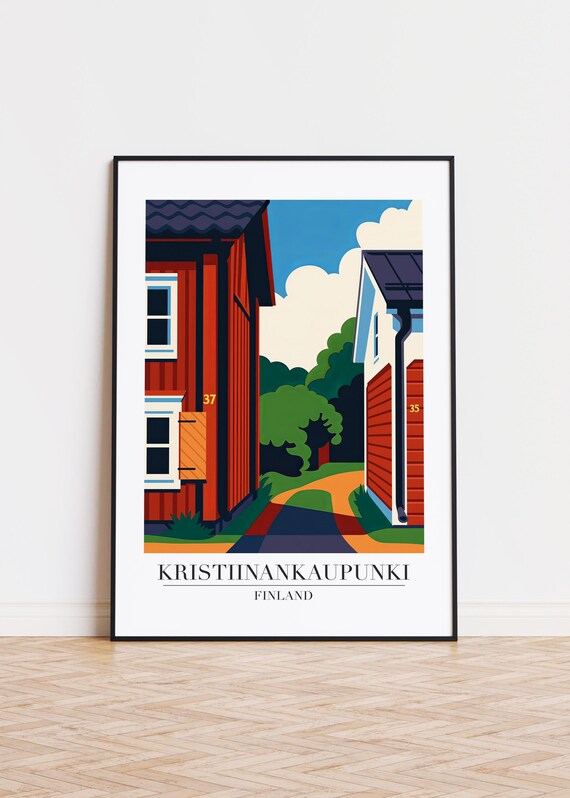 Kristiinankaupunki Finland Poster Modern Scandinavian Illustration Art