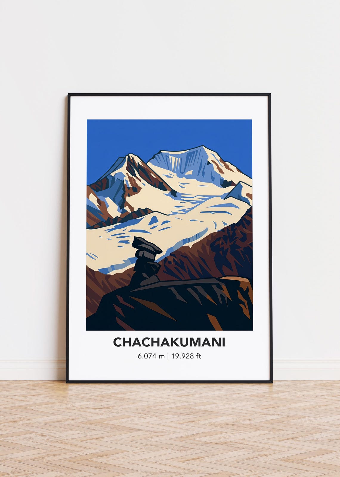 Chachakumani Glacier Peaks Snow Summit Minimalist Travel Poster