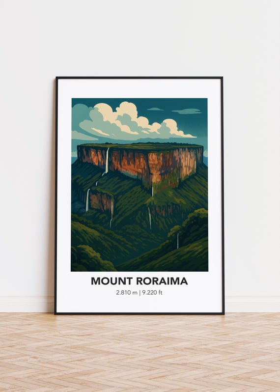 Mount Roraima Poster Illustrated Mountain Art Print