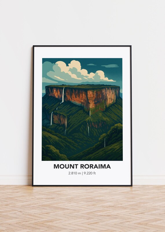 Mount Roraima Tepui Plateau Waterfall South America Scenic Poster Art