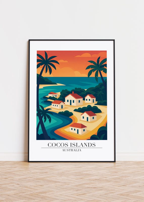 Cocos Islands Art Print Modern Australia Travel Poster
