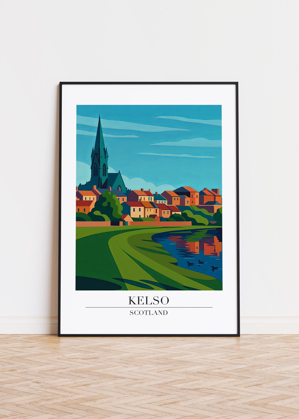 Kelso Scotland Modern City Illustration Poster