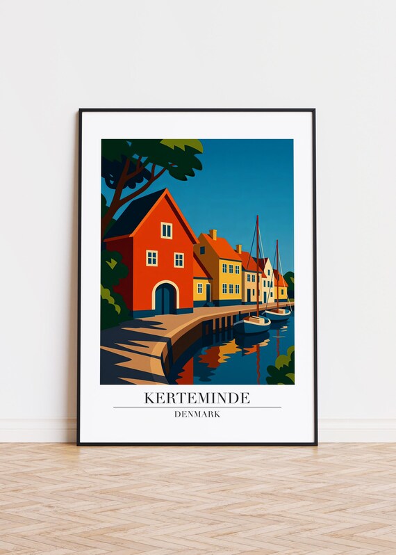 Kerteminde Denmark Colorful Harbor Sailboats Waterfront Poster Art