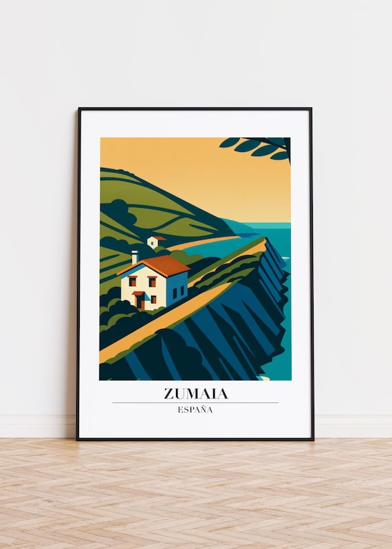 Zumaia Spain Seaside Cliffs Winding Coastal Road Travel Poster