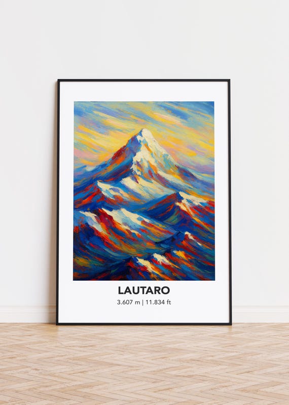 Lautaro Mountain Art Poster Modern Oil Painting Style Print