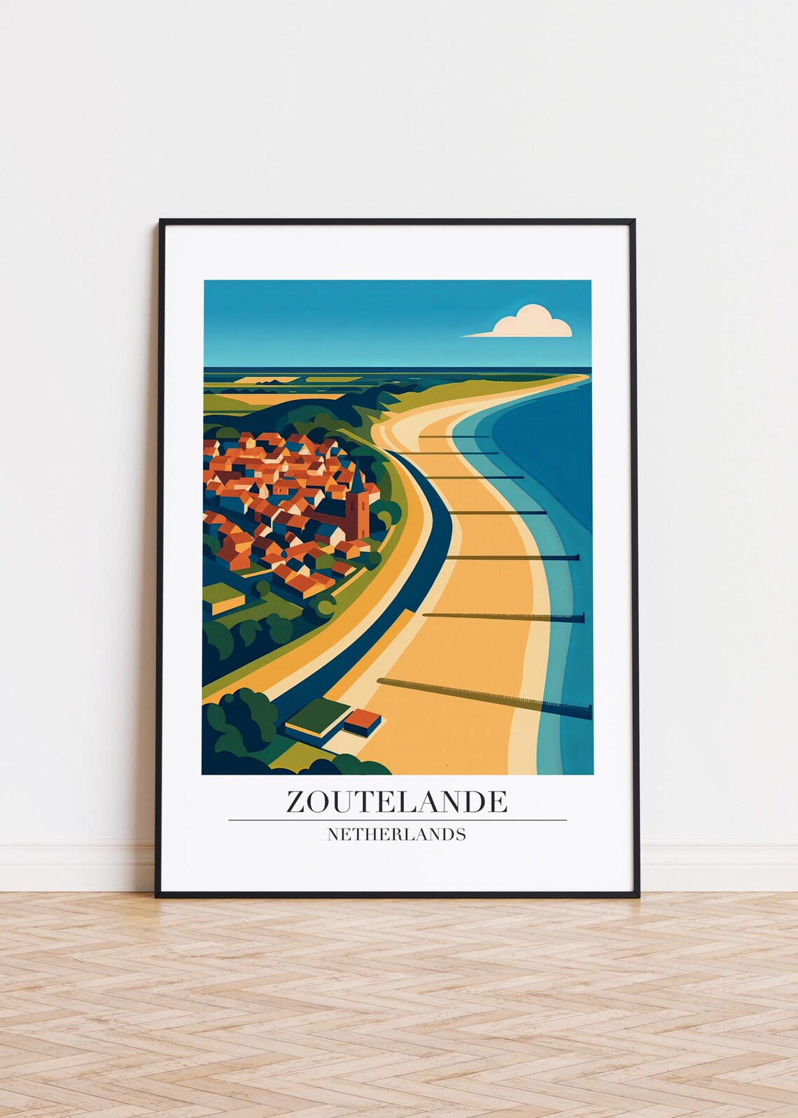 Zoutelande Netherlands Modern Travel Poster