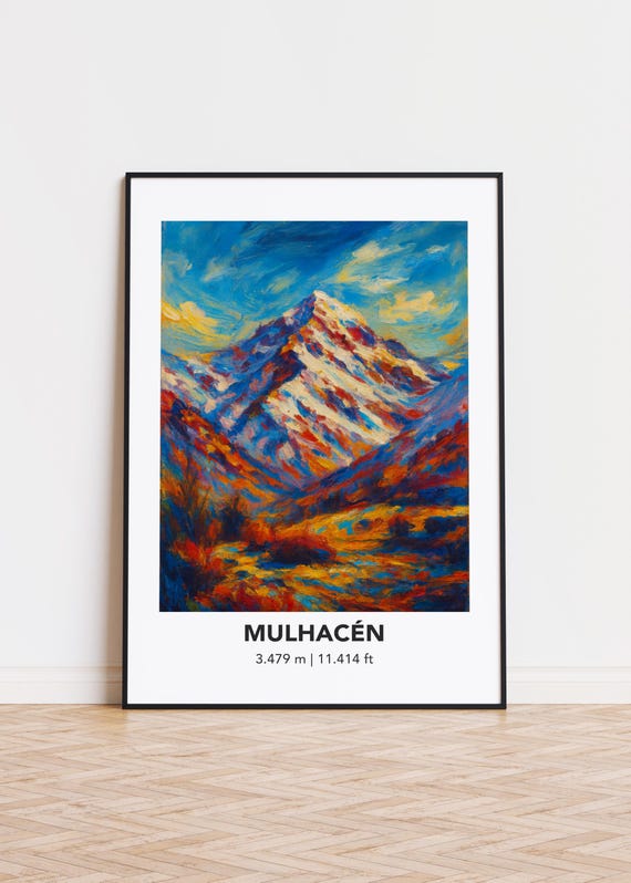 Mulhacn Mountain Print Modern Oil Painting Style Art Poster