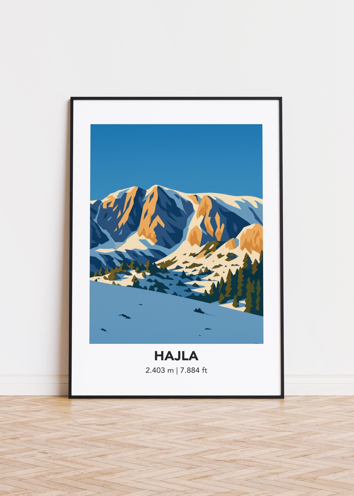 Hajla 2403m Snowy Ridge Alpine Winter Mountain Travel Poster