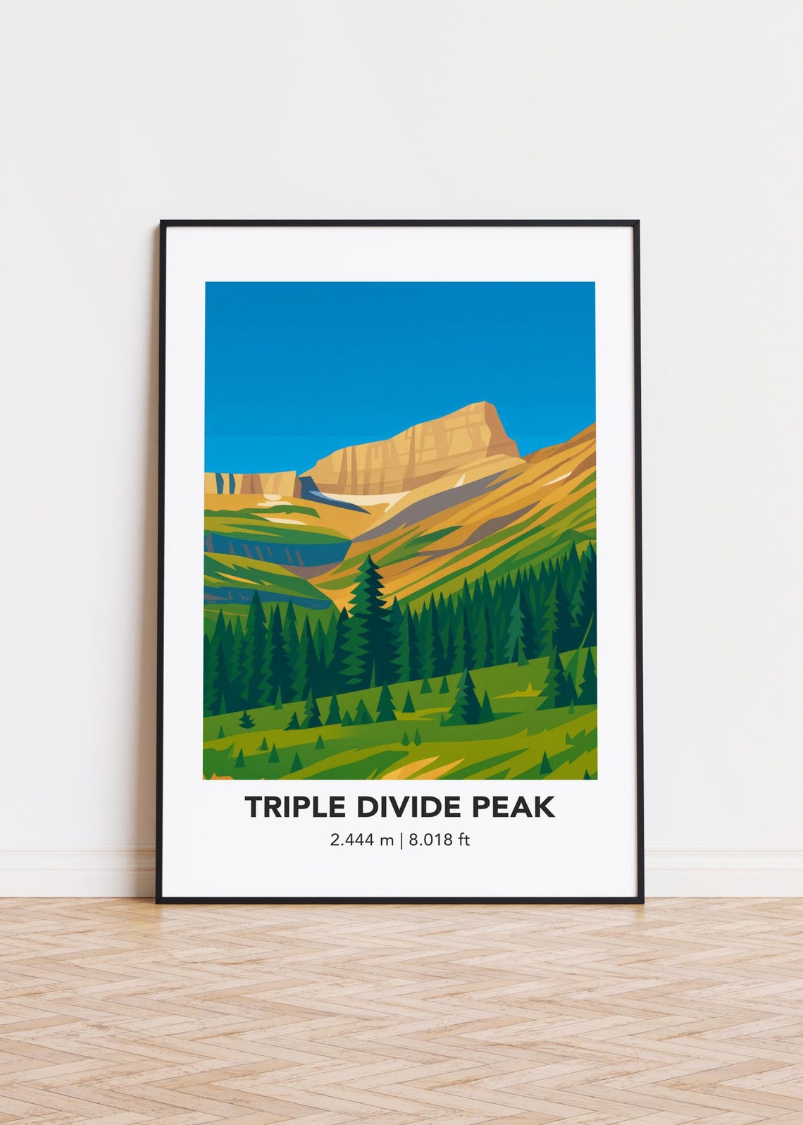 Triple Divide Peak Poster Modern Minimalist Mountain Art Print