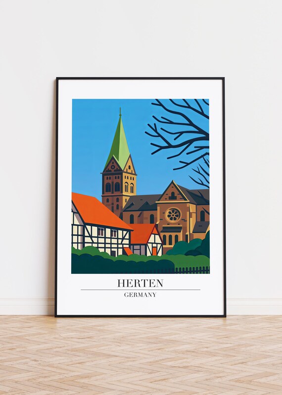 Herten Germany Poster City Illustration Art Print