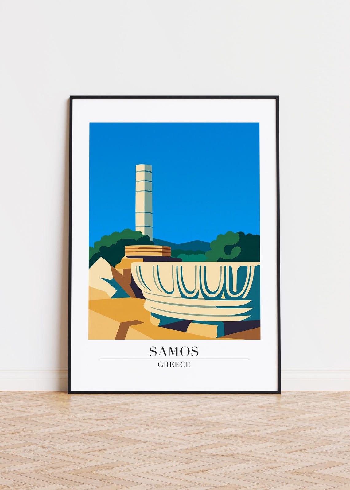 Samos Greece Modern Travel Poster
