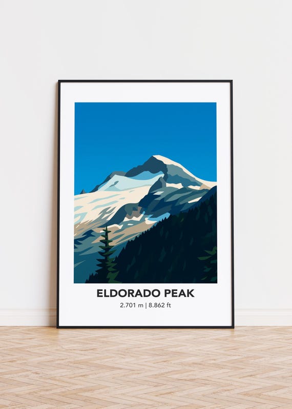 Eldorado Peak Mountain Print Modern Minimalist Art Poster