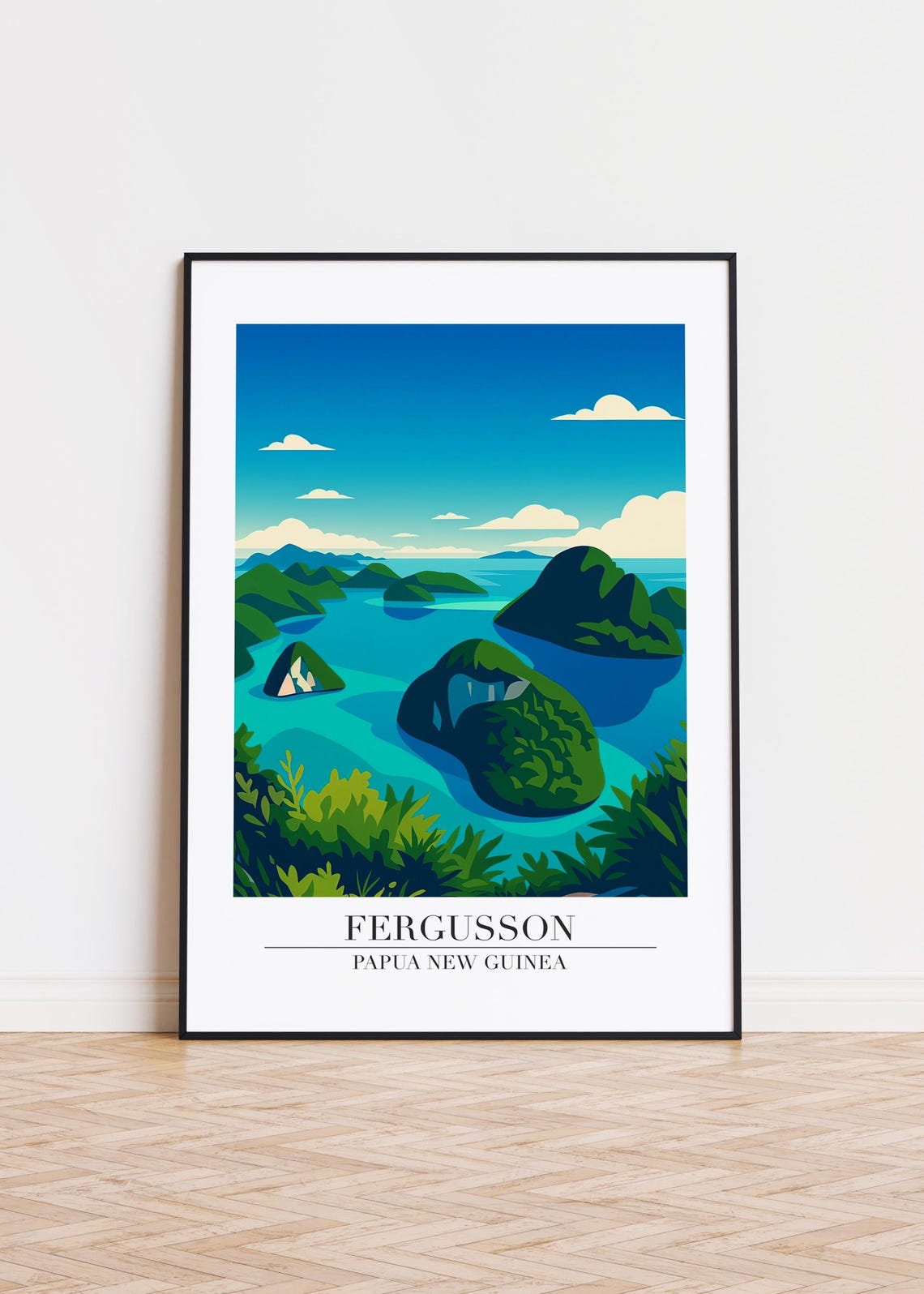 Fergusson Cityscape Poster Papua New Guinea Illustration Art