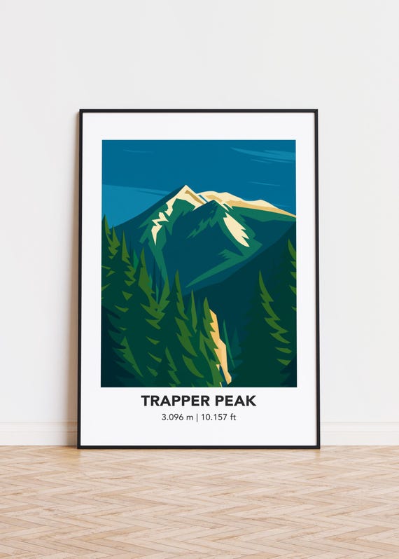 Trapper Peak Mountain Art Print Modern Minimalist Illustration