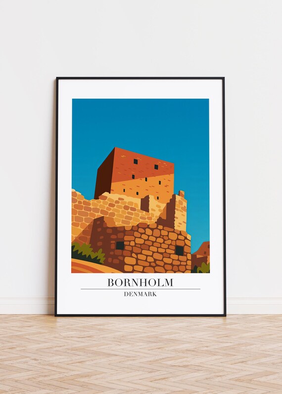 Bornholm Denmark Poster Modern Scandinavian Illustration Art