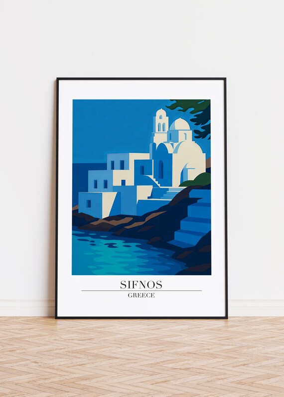 Sifnos Greece Poster Modern Travel Illustration Art
