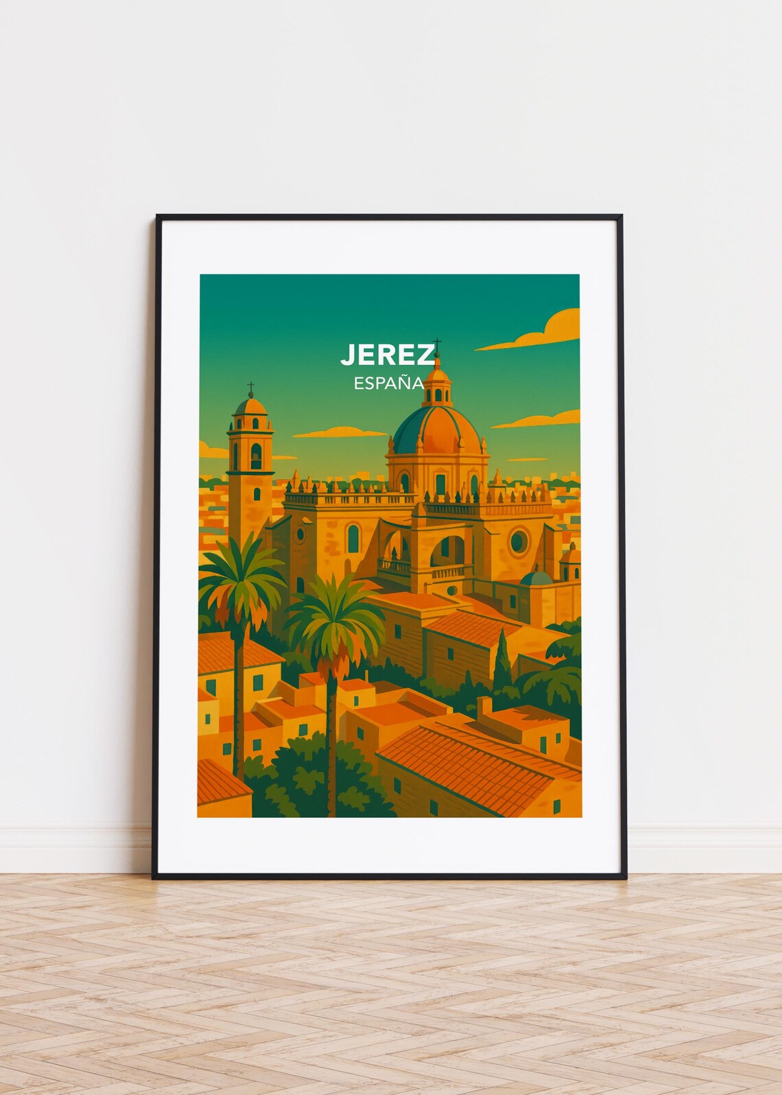 Jerez Spain Historic Cathedral Old Town Cityscape Travel Poster