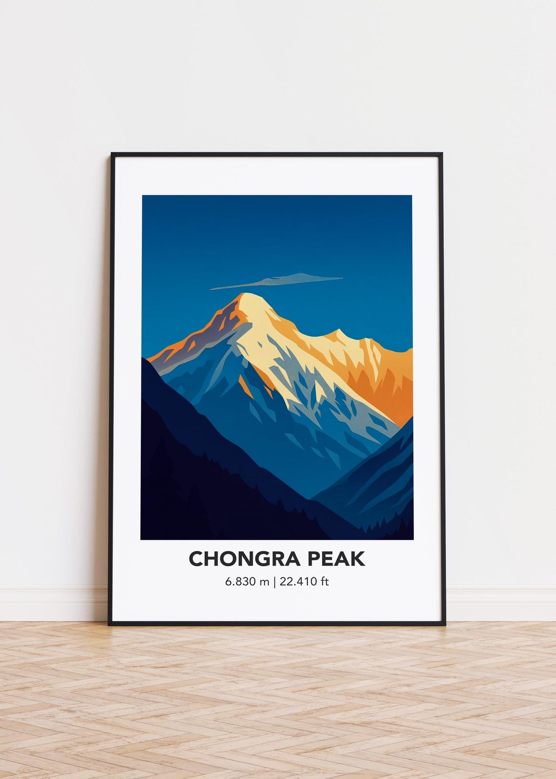 Chongra Peak 6830m Glowing Snowy Summit Alpine Modern Poster