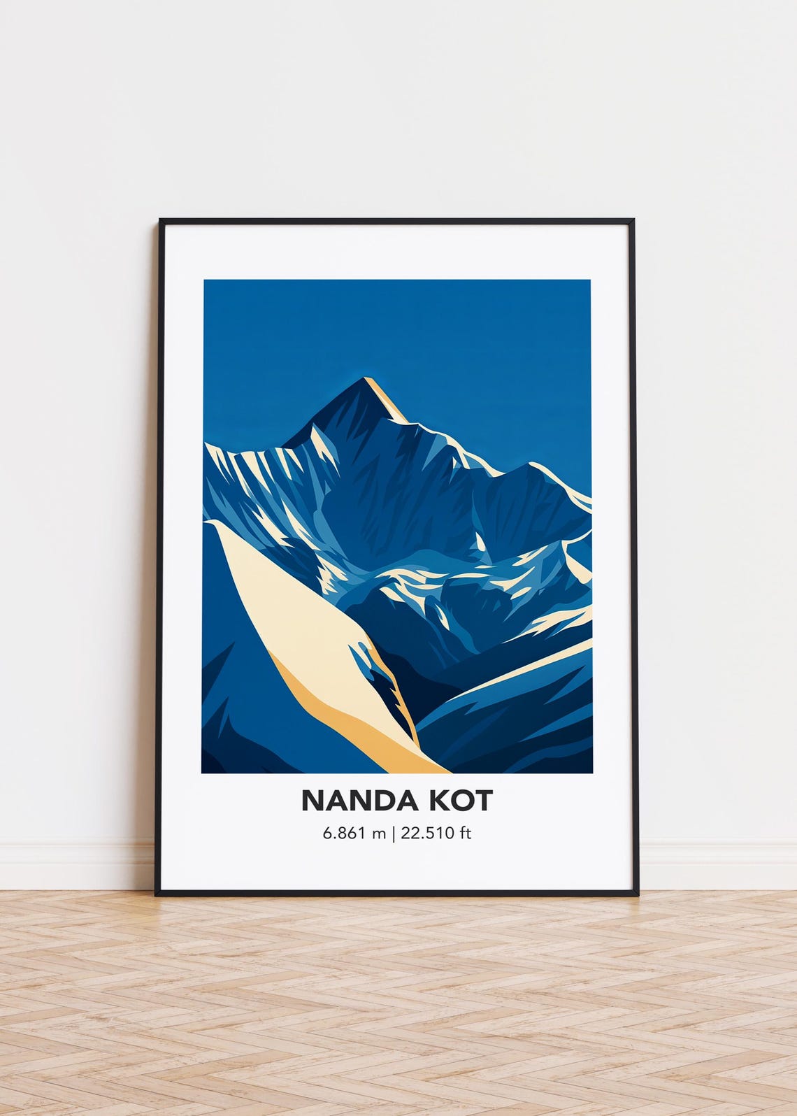 Nanda Kot 6861m Sharp Blue Himalayan Summit Modern Poster Art