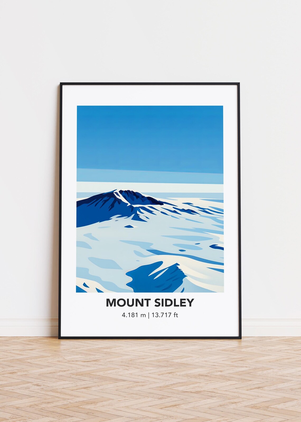 Mount Sidley Blue Ice Peaks Vast Snowfield Minimal Travel Poster