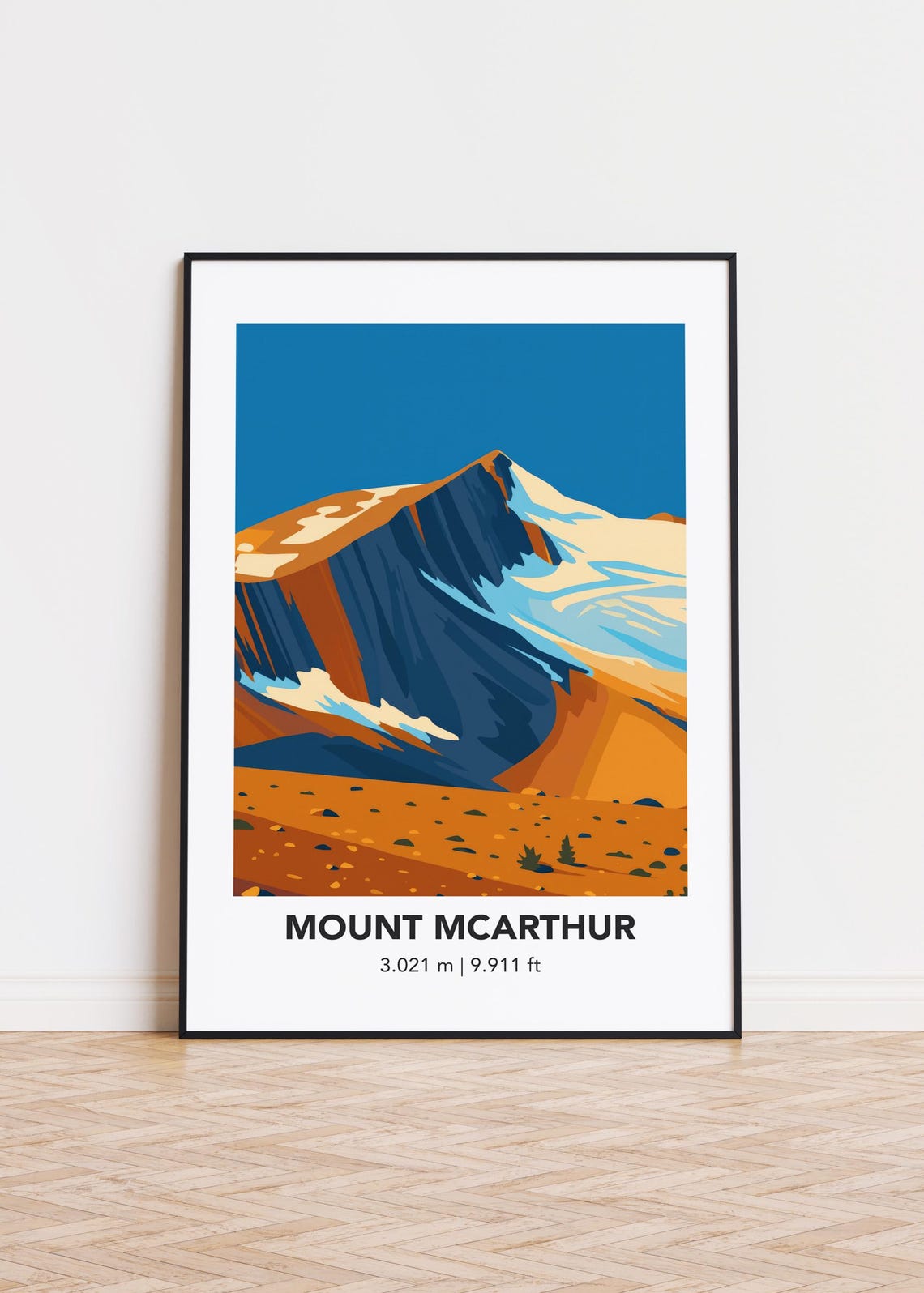 Mount McArthur 3.021 m Alpine Glacier Peak Vintage Travel Art Poster