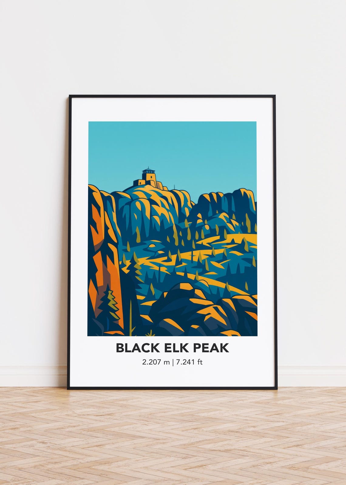 Black Elk Peak Mountain Poster Minimalist Art Print