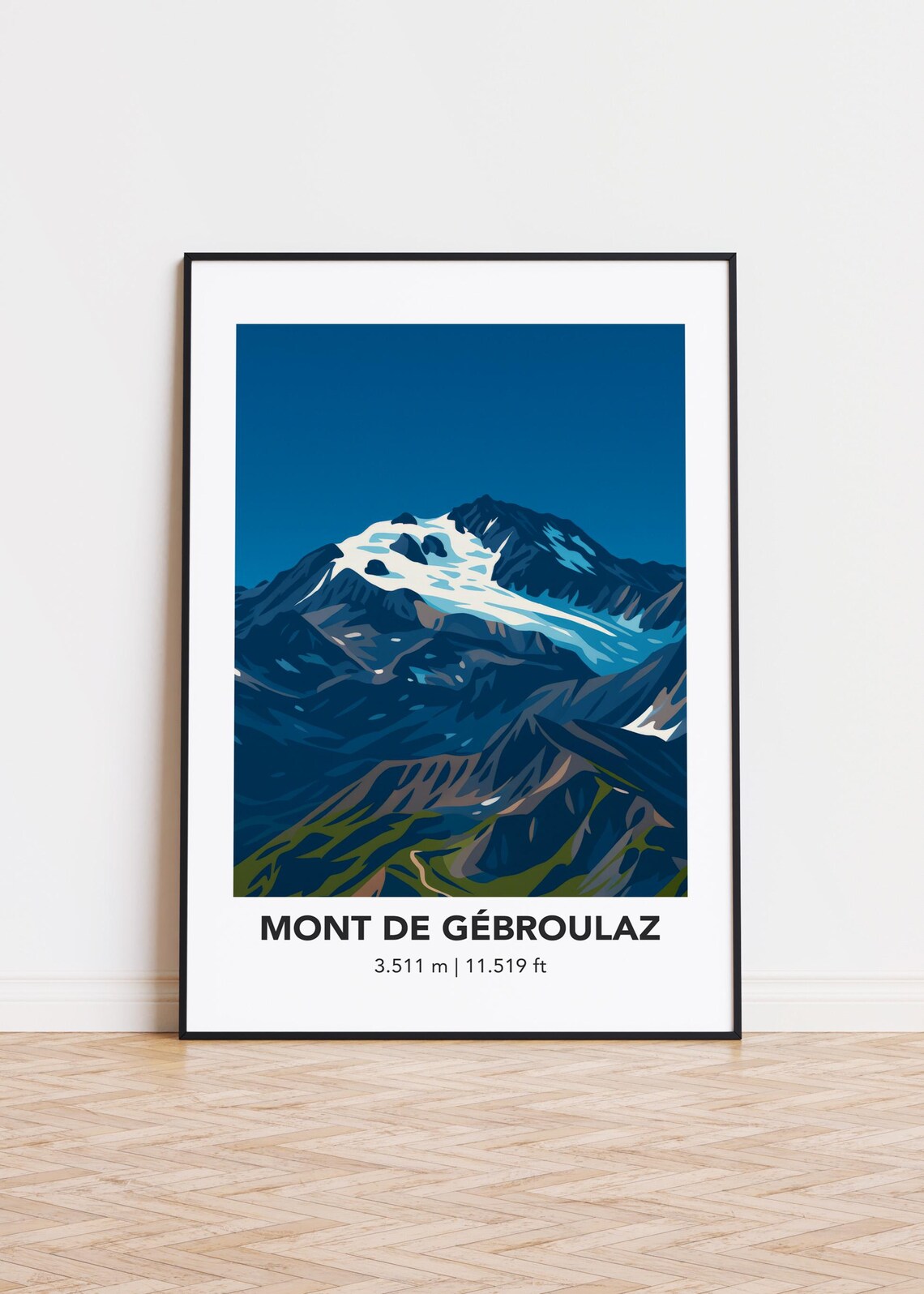 Mont de Gebroulaz 3511m Peak Minimalist Alpine Travel Art Poster