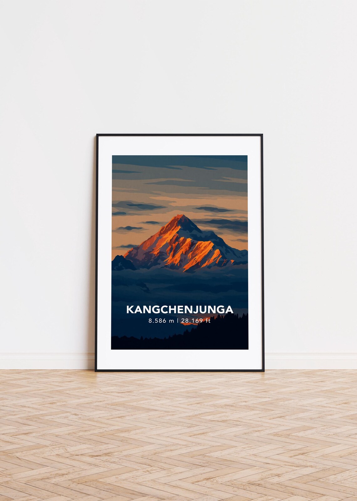 Kangchenjunga Mountain Sunrise Himalaya Peak Scenic Travel Poster