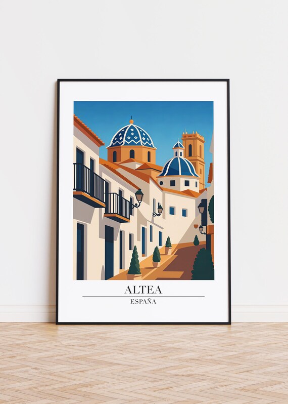 Altea España Blue Domed Church White Old Town Street Art Poster