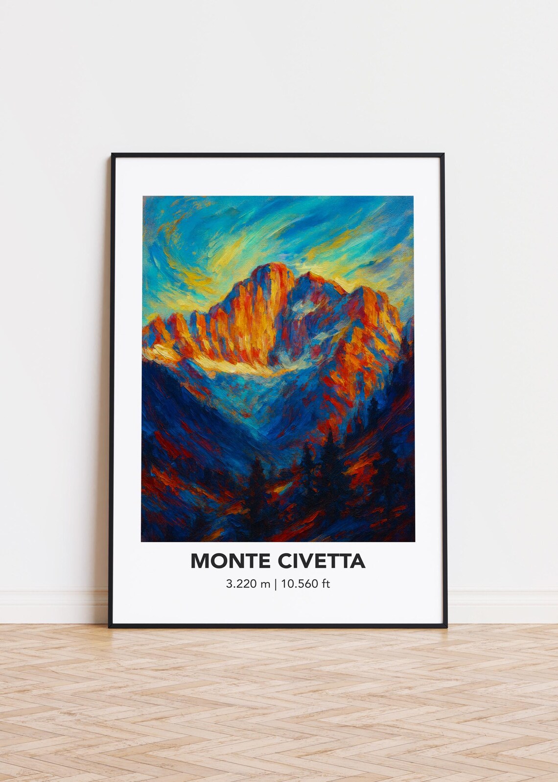 Monte Civetta Mountain Colorful Impressionist Oil Painting Art Poster