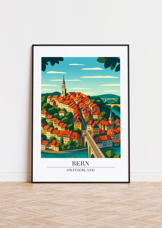 Bern Switzerland Poster City Skyline Art Print
