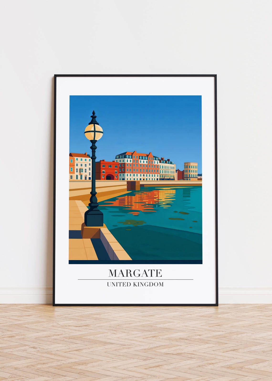 Margate United Kingdom Harbour Promenade Travel Illustration Poster