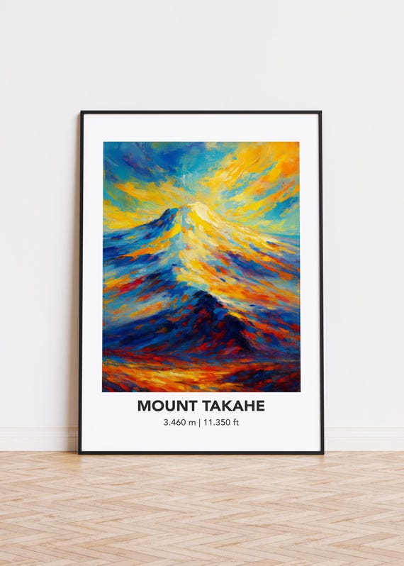 Mount Takahe Poster Modern Mountain Art Print