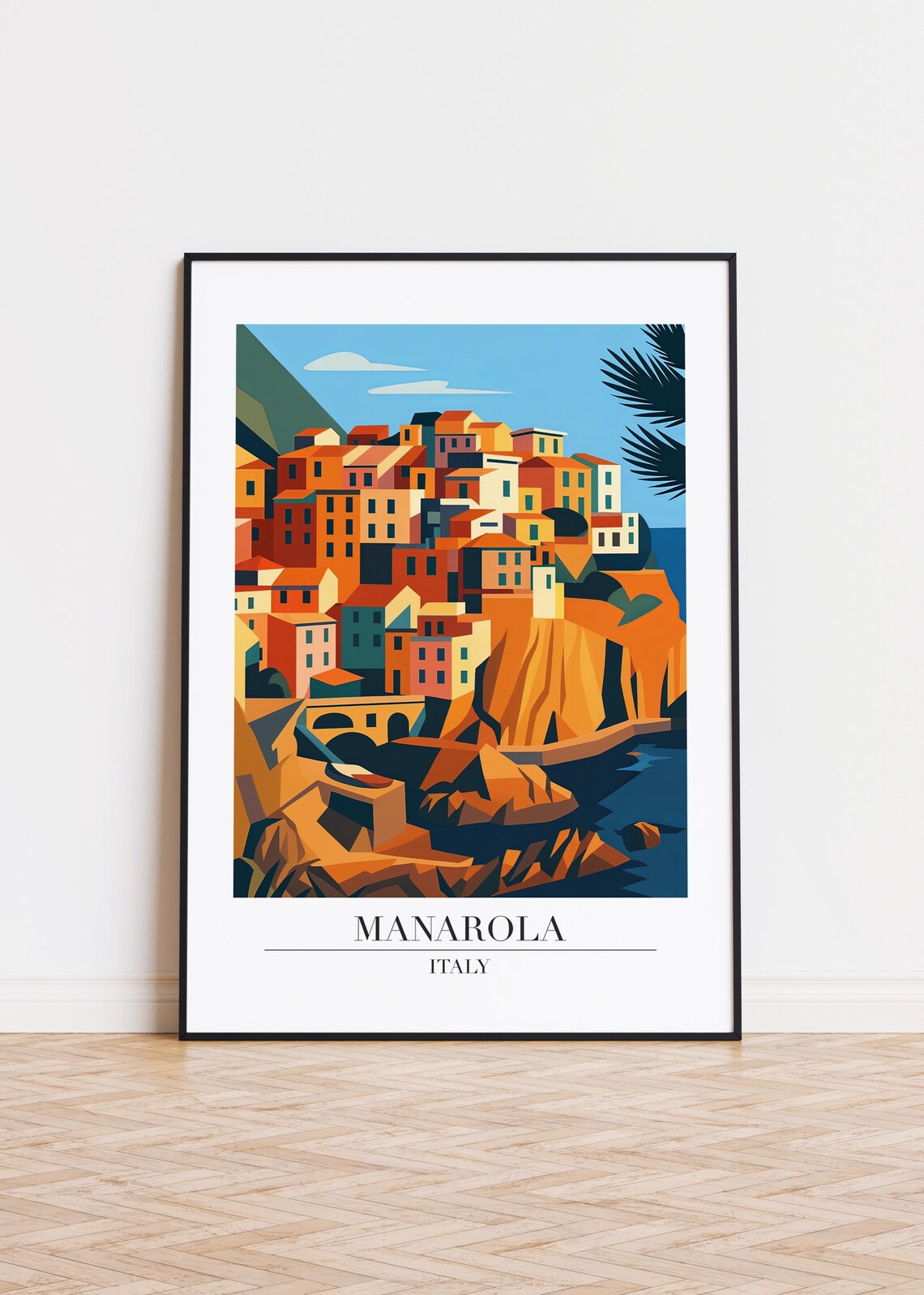 Manarola Italy Cliffside Village Colorful Coastal Travel Poster Art