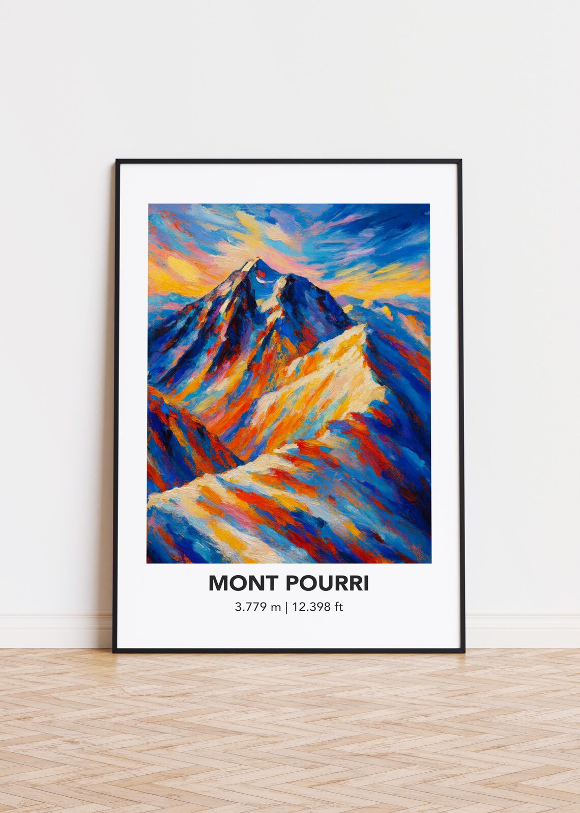 Mont Pourri Mountain Colorful Summit Peak Oil Painting Poster