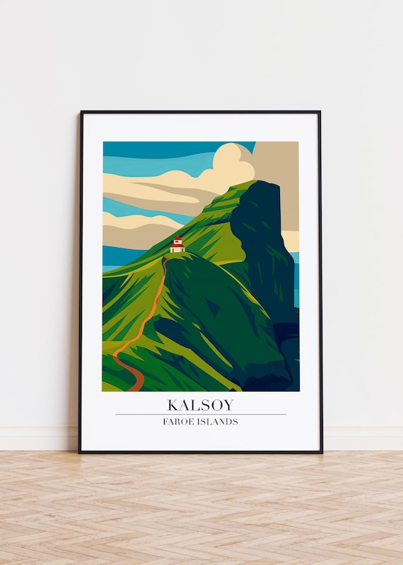 Kalsoy Faroe Islands Poster, Modern Scandinavian Art