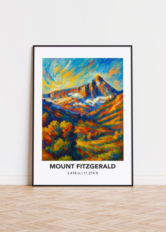 Mount Fitzgerald Poster Modern Oil Painting Style Mountain Print